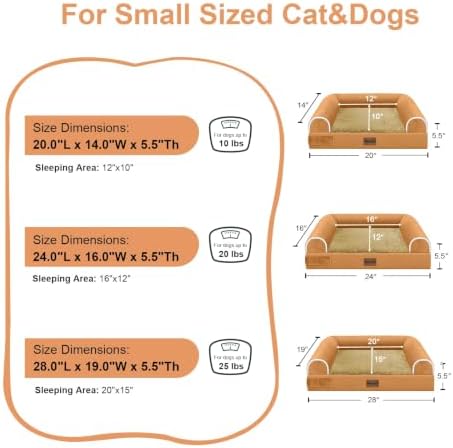 NANUYA Orthopedic Dog Bed for Small Dogs, 24 x 16 Inch, Orange - Image 6
