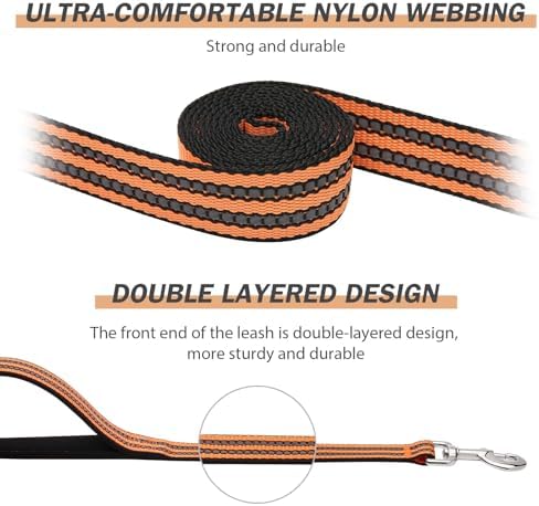 Hikiko 6FT Double Handle Traffic Dog Leash Reflective - Image 2