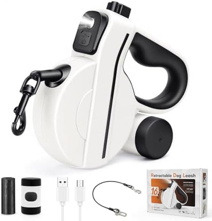 Retractable Dog Leash with USB Rechargeable Light, Reflective, Black by COSOWO