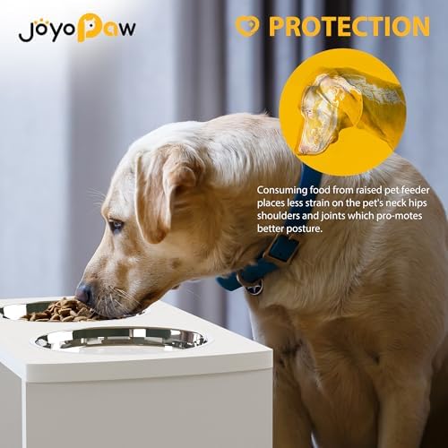 Elevated Dog Bowls, Waterproof Raised Dog Bowl for Medium & Large Dogs, HIPS Poly Lumber Stand with 2 Stainless Steel Bowls, Indoor & Outdoor Use (13'' Tall–68 oz Bowl, White) - Image 3