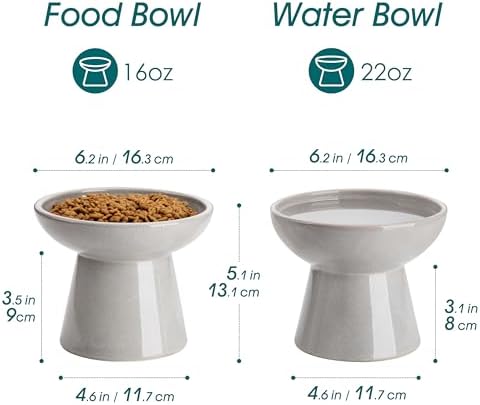 vancasso 2-Pack Extra Wide Elevated Cat Bowls, Ceramic Raised Cat Bowls - Image 2