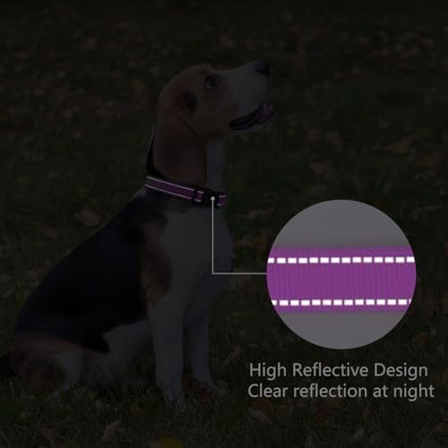 Reflective Dog Collar, Adjustable Nylon for Large Dogs,Magenta - Image 5