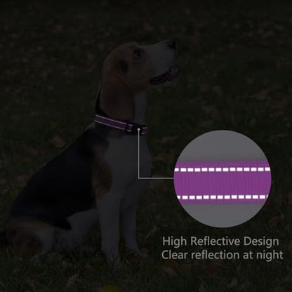 Reflective Dog Collar, Adjustable Nylon for Large Dogs,Magenta - Image 5