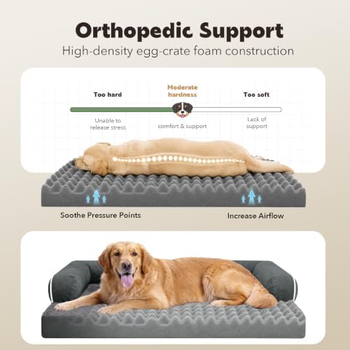 MEKIY Orthopedic Washable Dog Bed with Bolster for Large Sized Dogs - Image 4