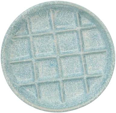 Ceramic Slow Feeder Cat Bowls 6 Inch Shallow Whisker Friendly Cat Food Bowls Grid Cat Dishes Pet Plate for Cat and Puppy, Dishwasher Safe (Blue) by Padolitlay