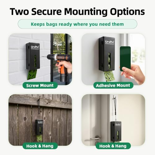 URSPET Dog Poop Bag Dispenser with 4 Rolls, Wall Mount Pet Waste Holder - Image 2