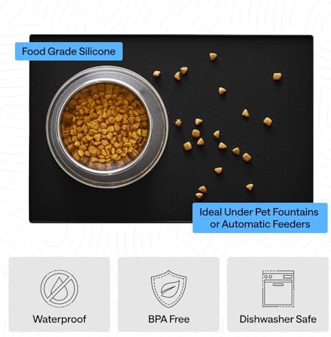 GORILLA GRIP Dog Food Mat, 100% Waterproof Silicone, 32x24 Black - Image 5