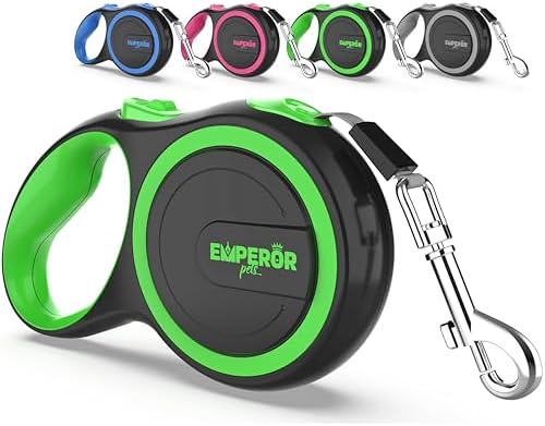 Emperor Pets Retractable Dog Leash, 16 ft, Up to 44lbs, Green -GR16-20 by EmperorPets