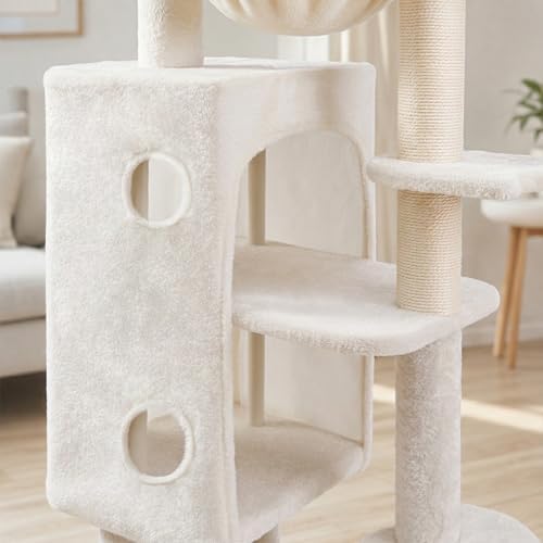 HUITREE 45in Cat Tree Tower with Big Condo for Indoor Cats,Cat Tower with Scratching Post,Scratching Board and Cat Toys,Multi-Level,Small Space,Transformer Cat Tree (338B) - Image 7