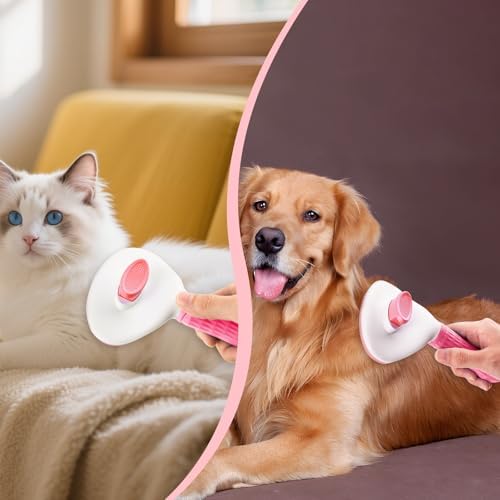 Depets Cat Brush for Shedding, Skin Friendly Self-Clean Dog Slicker Brush - Image 6