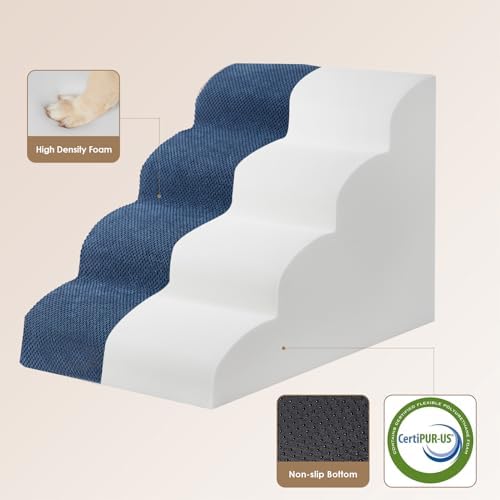 EHEYCIGA Curved Dog Stairs Ramp, 4-Step High Beds, 19.7" H Pet Step - Image 2