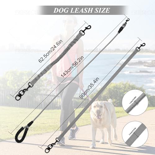 Dog Double Leashes,3-Dog Rope Bungee Double Leash - Tangle-Free Design with Padded Handle, 360° Swivel Control & Removable Feature for Walking Multiple Dogs - Image 5