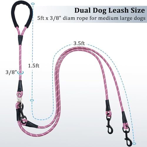 WYuZe 5 FT Double Dog Leash Detachable Rope Dual Leash for Two Dogs - Image 4