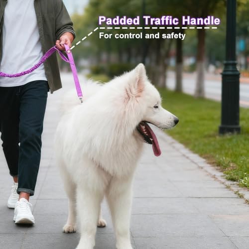 5FT Bungee Dog Leash with 2 Handles, Reflective Nylon Traffic Leash - Image 6