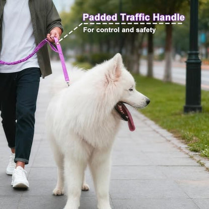 5FT Bungee Dog Leash with 2 Handles, Reflective Nylon Traffic Leash - Image 6