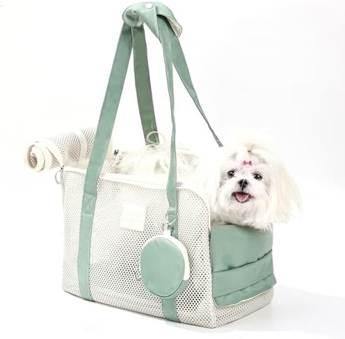 Pet Breathable Mesh Tote Bag, Pet Hands-Free Shoulder Bag,Dog and Cat Lightweight and Comfortable Pet Shoulder Bag, Pet Carrier Purse for Small Dog Cat（Can Hold 10 Pounds） by Unknown