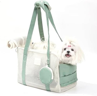 Pet Breathable Mesh Tote Bag, Pet Hands-Free Shoulder Bag,Dog and Cat Lightweight and Comfortable Pet Shoulder Bag, Pet Carrier Purse for Small Dog Cat（Can Hold 10 Pounds） by Unknown
