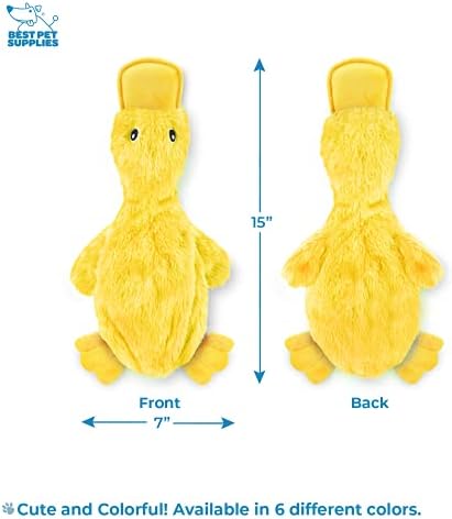 Best Pet Supplies Interactive Squeaky Dog Chew Toy, Ideal Dog Toys for Chewers, Small, Medium & Large Dogs, and Fetch Lovers - Crinkle Duck (Yellow, Purple & Turquoise), Large - Image 6