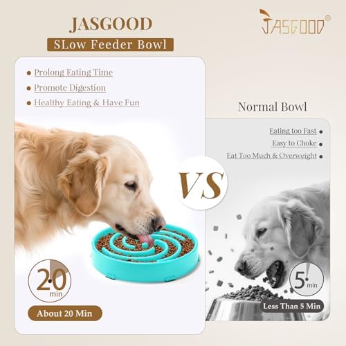 JASGOOD Slow Feeder Dogs Bowl for Large Medium Dogs,Anti-Gulping Pet Slower Food Feeding Bowls Stop Bloat,Preventing Choking - Image 2