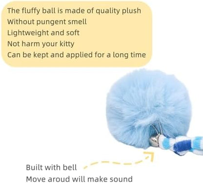 3Pcs Cat Spring Toys with Ball Hanging Kitten Toys Pets Interactive Toy Cat Ball Toys with Bell Long Tail Elastic Soft Plush Cat Toys for Indoor Kitten and Cats (yellowbluegreen, 3pcs) - Image 3