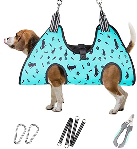 ATESON Dog Grooming Hammock - Pet Harness for Grooming Nail Trimming (M 40lb), Dog Sling for Nail Clipping, Dog Hanging Holder for Cutting Nail with Nail Clippers by ATESON