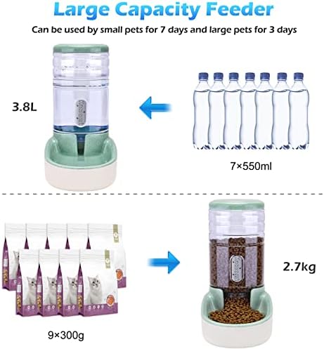 Kacoomi Automatic Dog Cat Feeder and Water Dispenser Gravity Food Feeder and Waterer Set with Pet Food Bowl for Small Medium Dog Puppy Kitten, Large Capacity 1 Gallon x 2 - Image 2