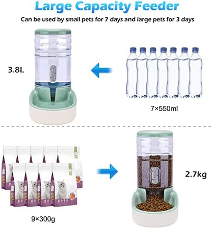 Kacoomi Automatic Dog Cat Feeder and Water Dispenser Gravity Food Feeder and Waterer Set with Pet Food Bowl for Small Medium Dog Puppy Kitten, Large Capacity 1 Gallon x 2 - Image 2