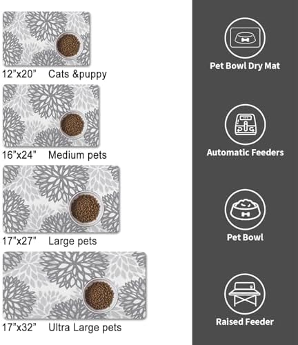 Dog Food Mat for Floors, Absorbent Pet Cat Food Bowl Mat, 17x27 in - Image 5
