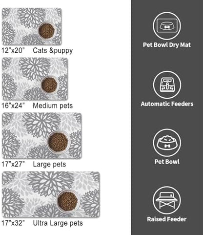Dog Food Mat for Floors, Absorbent Pet Cat Food Bowl Mat, 17x27 in - Image 5
