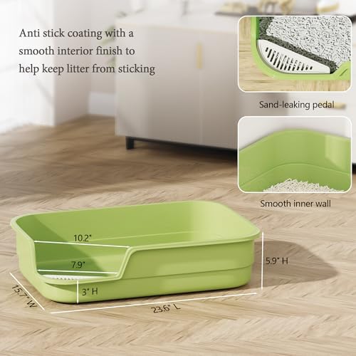 Vealind Extra Large Cat Litter Box High Sided and Low Entry Litter Tray for Senior and Big Cats 23.6" x15.7" x5.9" XL Deep High Back Kitty Litter Boxes for Indoor Cats - Image 4