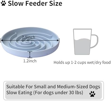 Bifeaw Slow Feeder Dog Bowls, Dishwasher Microwave Safe Silicone Puppy Puzzle Bowl with Non-Slip Design for Eating (Blue and Yellow) - Image 6