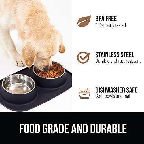 GORILLA GRIP Dog Bowl Set with Feeding Mat, 304 Stainless Steel 1 Cup Black - Image 5