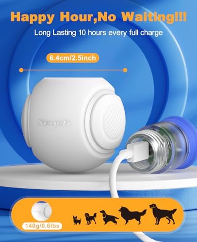 Xeuch Light Up Dog Balls, LED Dog Toy Ball Rechargeable, Bounce-Activated Durable Fetch Ball Grow in The Dark, Night Glowing Dogs Toys, Natural Rubber, Color Changing LED, 2.5 inches-Blue - Image 4