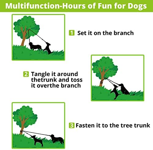 Dog Hanging Bungee Tug Toy for Two Dogs: Interactive Tether Tug-of-War for Pitbull Small to Large Dogs to Exercise - Durable Retractable Tugger Dog Rope Toy with 2 Chew Rope Toys - Image 7