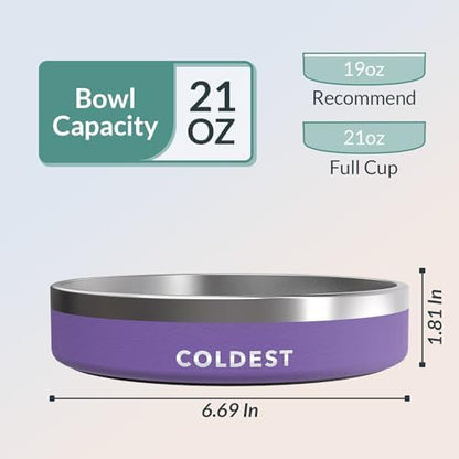 Coldest Dog Bowl - Anti Rust Metal, Non Slip, 3 Layers Insulated Stainless Steel Dog Bowls - Spill Proof & Heavy Duty - Water Bowl for Dogs, Cats & Pets, Dish Washer Safe (21 oz, Galaxy Purple) - Image 4