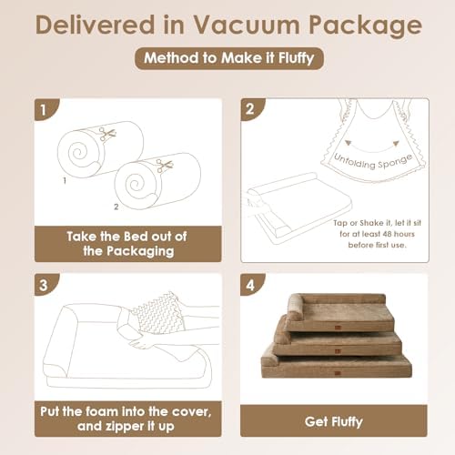 EHEYCIGA Orthopedic Dog Bed Medium Size Dogs, Memory Foam Dog Bed with Washable Removable Cover, Waterproof Pet Sofa Couch for Crate with Nonskid Bottom, 30x20x6, Camel - Image 6