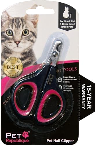 Cat Nail Clippers by Pet Republique – Professional Stainless-Steel Nail Clipper for Cats, Kittens, Hamster, Rabbits, Birds, & Small Breed Animals Claw Trimmer (Black+Pink) by Pet+Republique