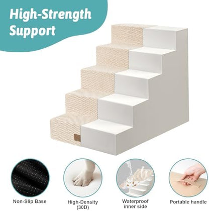 COZY KISS Dog Stairs for Small Dogs, 5 Step Pet Stairs for Beds & Couches - Image 5