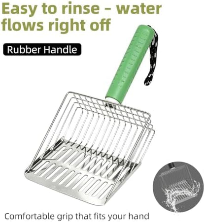 5 in 1 Stainless Steel Cat Litter Scoop with Holder,Litter Cleaner Corner Scoop Sand Sifter,Easy to Clean Cat Little Box, Sifting Litter Scoop Shovel for Reptile Terrarium Sand Waste (Green) - Image 7