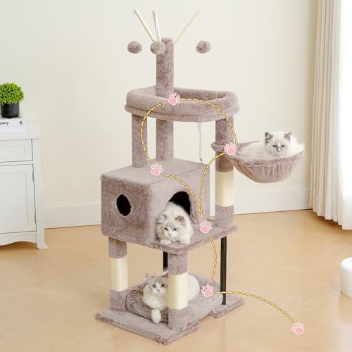 Heybly Cat Tree, 45.3" Cat Tower for Indoor Cats with Large Perch HCT202SMU - Image 2