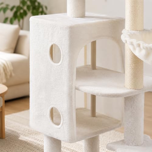 HUITREE 45in Cat Tree Tower with Big Condo for Indoor Cats,Cat Tower with Scratching Post,Scratching Board and Cat Toys,Multi-Level,Small Space,Transformer Cat Tree (336B) - Image 5