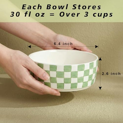 6.4 inch Ceramic Hand Painted Basic Dog Bowl Set of 2 with Anti-Skid Rubber Base, Food and Water Bowls for Small Pets Green - Image 2