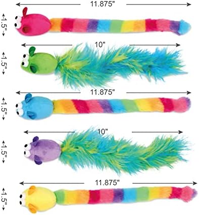 Jumpaws 5 Pack Interactive Catnip and Feather Cat Toys, Multi-Colored Mice with Long Feather Tail, Accessories for Indoor Cat, Catnip Plush Toys with Natural Feathers and Rattles - Image 3