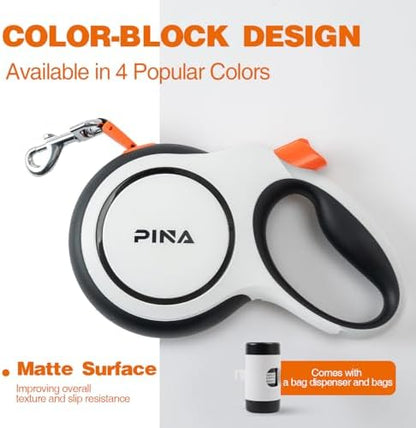 PINA Upgraded Retractable Dog Leash, 26 ft Dog Leash for Small Medium Large Dogs Up to 110lbs, Heavy Duty Reflective Nylon Tape 360° Tangle-Free, with Anti-Slip Handle, One-Handed Brake, Pause, Lock - Image 7
