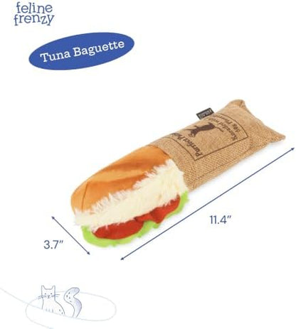 P.L.A.Y. Cute Cat Toys - Feline Frenzy Interactive Kicker Toy, Sandwich Food Themed Catnip Filled Toy, Great for Adult Cats and Kittens - Double Stitched, Recycled Materials, Crinkles (Tuna Baguette) - Image 3