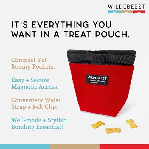 Wildebeest Dog Treat Pouch, Dog Treat Bag, Dog Training Treat Pouch, Dog Travel Bag, Pet Treat Pouch, Magnetic Closure, 2 Water-Resistant Compartments, Detachable Waist Strap & Belt Clip - Image 2