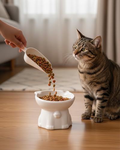 Ceramic Elevated Cat Bowls, 4 Pack 5 Oz Whisker Friendly Cat Bowls Cats Food Bowl Cats Food Dishes for Cats, Small Dog, Kitten, Microwave & Dishwasher Safe, 5.1 x 4.3 inch - Image 4