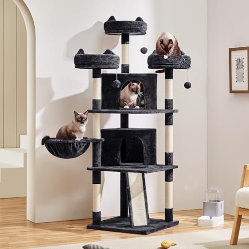 Yaheetech 69in Large Cat Tree Tower, 2 Condos, Sisal Posts & Cat-Ear Perch - Image 3