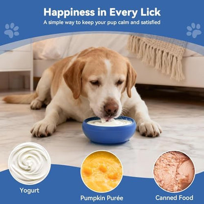 Dog Lick Bowl, Anxiety Relief Lick Mat for Dogs, Non-Slip Freeze Licking Bowl Enrichment Puzzle Feeder for Distraction, BPA Free Silicone, Dishwasher Safe(Blue-Medium) - Image 3