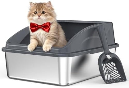 AIPERRO Stainless Steel Litter Box | Metal Litter Box with Lid for Kitty by AIPERRO